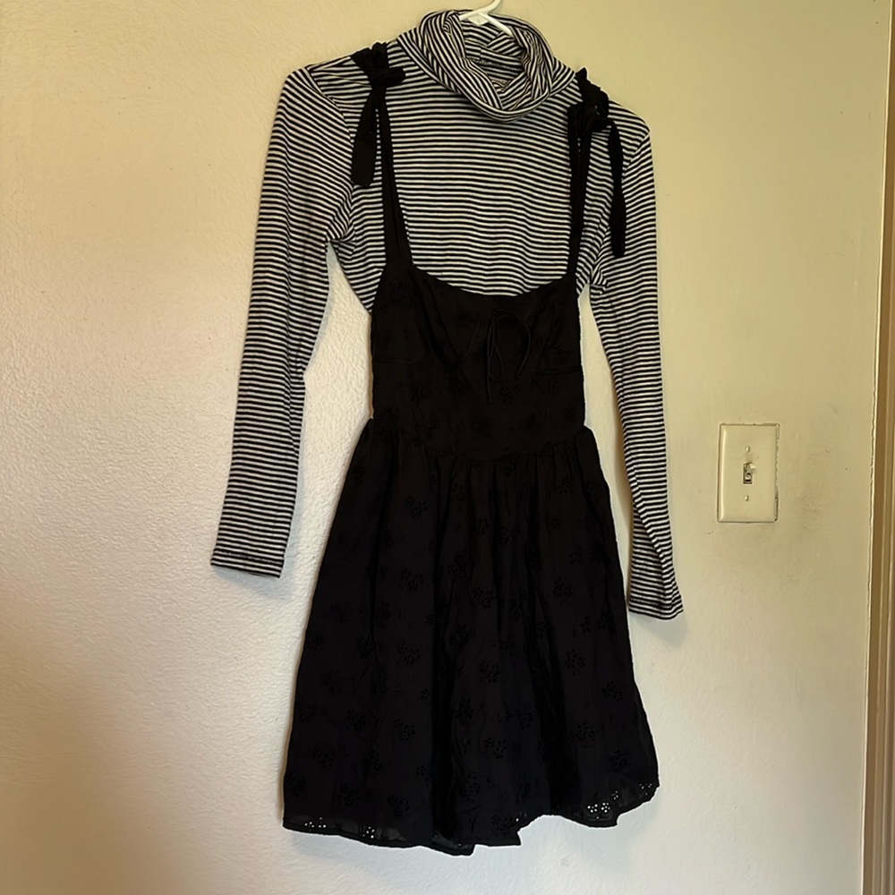 For love and lemons black pinafore dress eyelet small